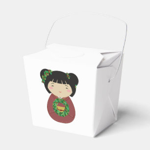Caixinha De Lembrancinhas Grinalda do Natal de Kokeshi