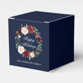 Caixinha De Lembrancinhas Grinalda Floral Aquarela Elegante Feliz Natal