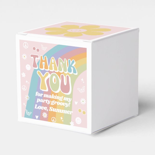Caixinha De Lembrancinhas Groovy Favor Box | Favor de aniversário de Groovy (Frente)