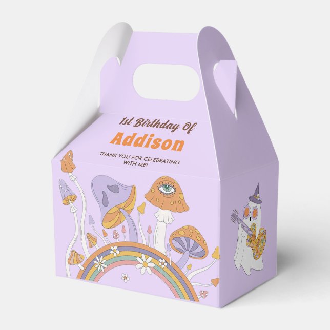 Caixinha De Lembrancinhas Groovy Halloween - Festa de aniversário Fantasma (Frente)