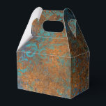 Caixinha De Lembrancinhas Grunge Copper Patina e Turquoise<br><div class="desc">Caixa de adivinhação de cor damasco de cobre e talo de vintagem com acentos de aqua.</div>