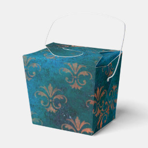 Caixinha De Lembrancinhas Grunge Copper Patina e Turquoise Fleur de Lis