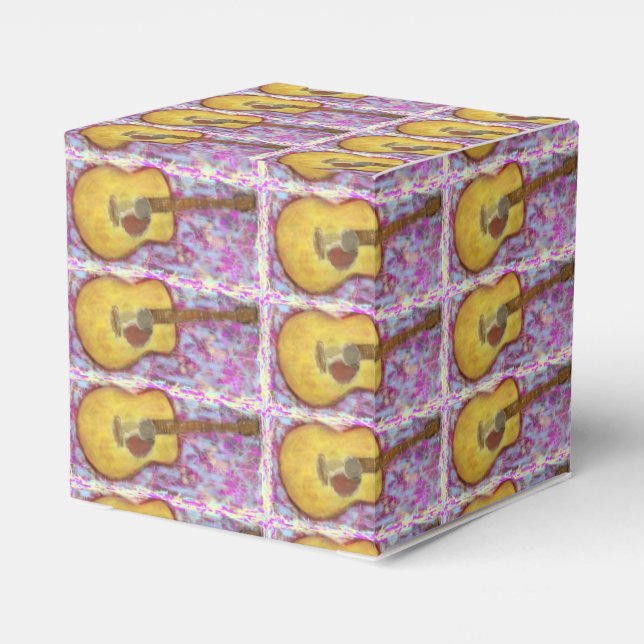 Caixinha De Lembrancinhas guitarra acústica de patina amarela (Verso)