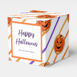 Caixinha De Lembrancinhas Halloween Jack-O-Lantern White Stripes Personaliza