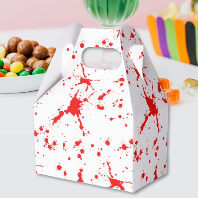 Caixinha De Lembrancinhas Halloween Vermelho e Branco Splatter (Blood Splatter Red & White Halloween Favor Box)