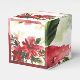 Caixinha De Lembrancinhas Handpainted Watercolour Poinsettas