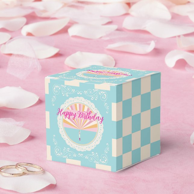 Caixinha De Lembrancinhas Happy Birthday Fun Party Box, Blue Checkered (Casamento)