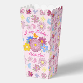Caixinha De Lembrancinhas Happy Birthday Wild Flowers Garden Birds Pattern