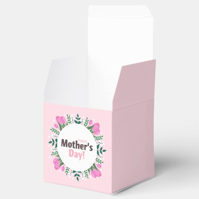Caixinha De Lembrancinhas Happy Mother's Day  Pink Tulips (Aberto)