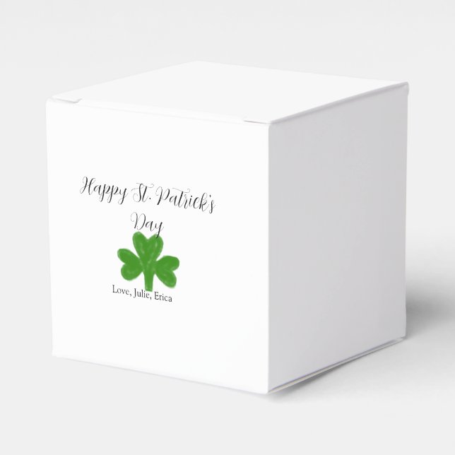 Caixinha De Lembrancinhas Happy St. Patrick's day green shamrock name  (Frente)