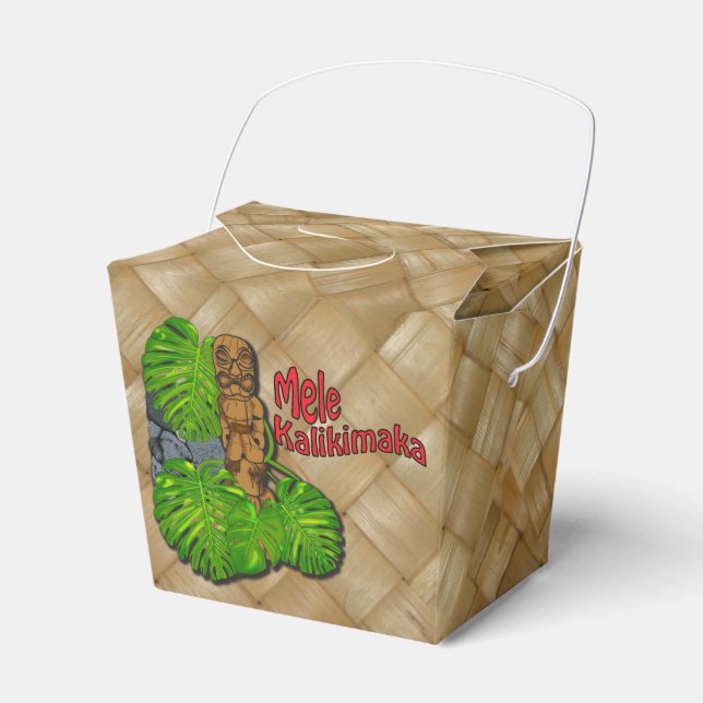 Caixinha De Lembrancinhas Havaiano Tiki Mele Kalikimaka - Natal (Frente)