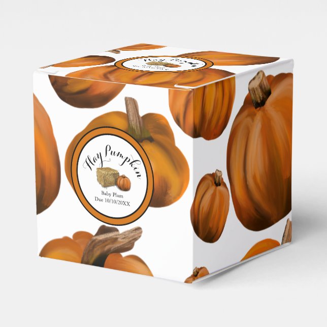 Caixinha De Lembrancinhas Hay Pumpkin Chá de fraldas (Frente)