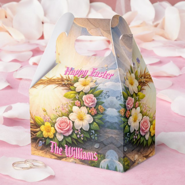 Caixinha De Lembrancinhas He Is Risen Religious Floral Crown Personalized (Casamento)