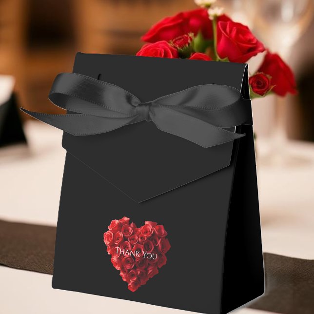 Caixinha De Lembrancinhas Heart Shaped Red Roses-Wedding Thank you (Heart Shaped Red Roses-Wedding Thank you Favor Boxes)