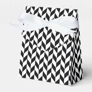 Caixinha De Lembrancinhas Herringbone preto e branco elegante e corajoso