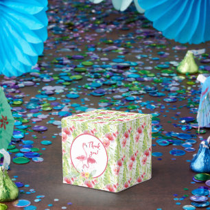 Caixinha De Lembrancinhas Hibisco tropical e Flamingos Todas as Ocasiões