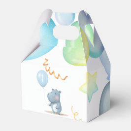 Caixinha De Lembrancinhas Hippo Birthday — azul-macio simples