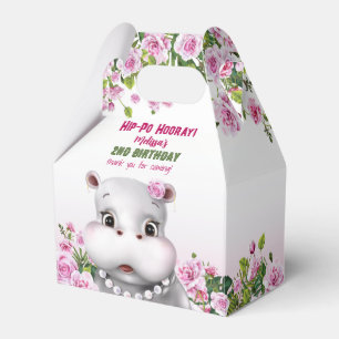 Caixinha De Lembrancinhas Hippo Pink Floral Girl Birday