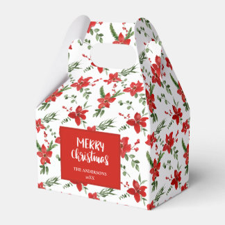Caixinha De Lembrancinhas Holly Red Floral Holiday Watercolor Natal