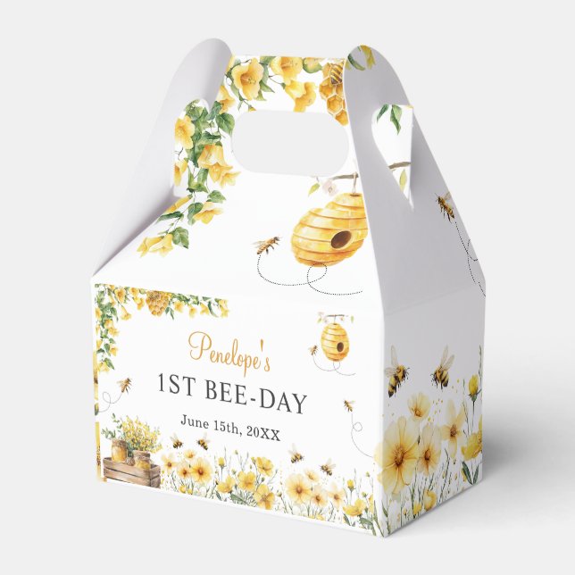 Caixinha De Lembrancinhas Honey Bee Flower Birthday Baby Shower (Frente)