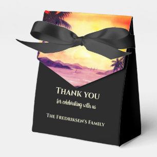 Caixinha De Lembrancinhas Horário da nova casa Sunset em trópicos Aquarela