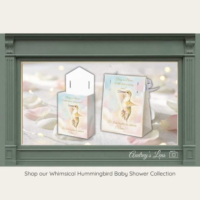 Caixinha De Lembrancinhas Hummingbird Baby Shower Favor Box | Nature Theme (Criador carregado)