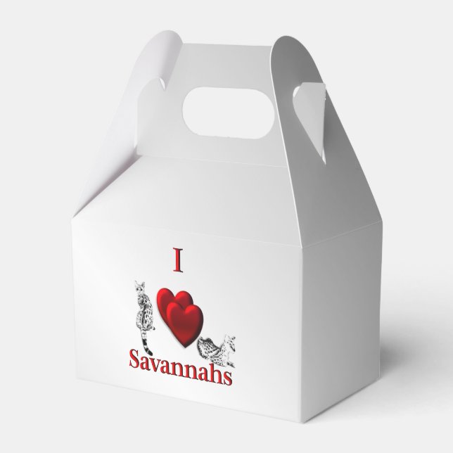 Caixinha De Lembrancinhas I Heart Savannah Cat Silver (Frente)