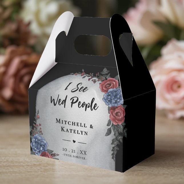Caixinha De Lembrancinhas I See Wed People Headstone Floral Gothic Wedding (I See Wed People Headstone Floral Gothic Wedding Favor Boxes
)
