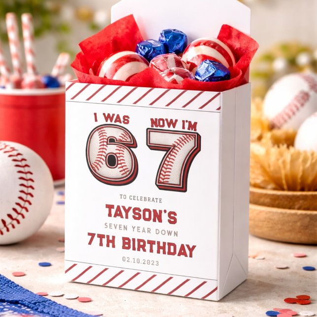 Caixinha De Lembrancinhas I Was 6, Now I’m 7 – Baseball 7th Birthday (I Was 6, Now I’m 7 – Baseball 7th Birthday Favor Boxes
)