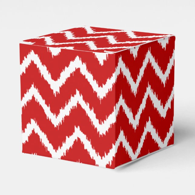 Caixinha De Lembrancinhas Ikat Chevron - Vermelho profundo e branco (Frente)
