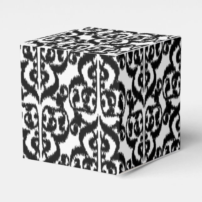 Caixinha De Lembrancinhas Ikat Moorish Damask - preto e branco (Frente)