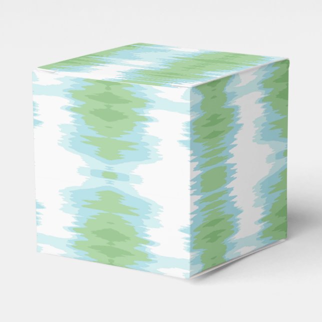 Caixinha De Lembrancinhas Ikat Shimmer em Verde e Água (Frente)