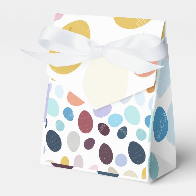Caixinha De Lembrancinhas Ilustração com ovos de cor gradiente. (Frente)