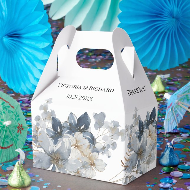 Caixinha De Lembrancinhas Ilustração de Aquarela Rústica Arranjo Floral (Festa)