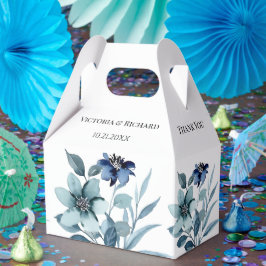 Caixinha De Lembrancinhas Ilustração de Aquarela Rústica com Buquê Floral Az