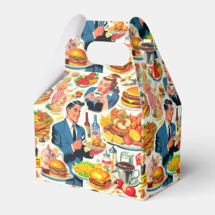 Caixinha De Lembrancinhas Ilustração de Comidas da Vintage 1950s