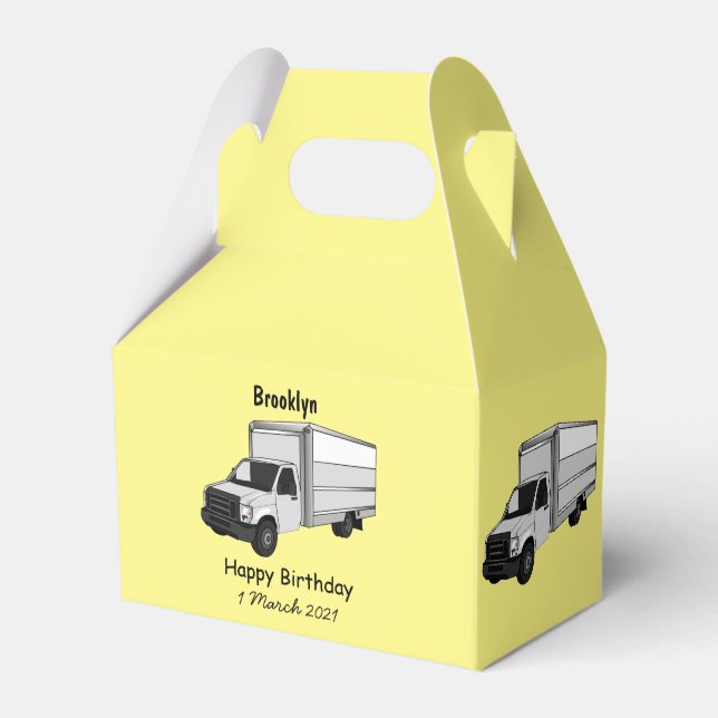 Caixinha De Lembrancinhas Ilustração de desenho animado de caminhão (Frente)