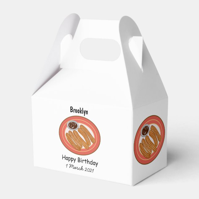 Caixinha De Lembrancinhas Ilustração de desenho animado de Churro (Frente)