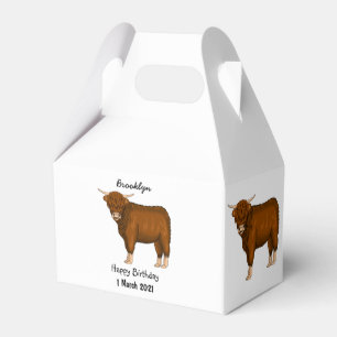 Caixinha De Lembrancinhas Ilustração de desenho animado de vaca em terras al