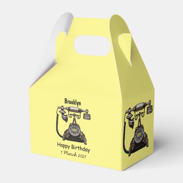 Caixinha De Lembrancinhas Ilustração de desenho telefônico (Frente)