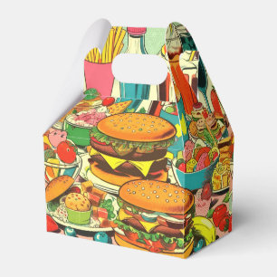 Caixinha De Lembrancinhas Ilustração de Quadrinhos de Comida Retro