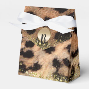 Caixinha De Lembrancinhas Impressão Animal Leopardo Guepardo Glitter Dourado