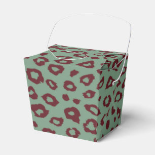 Caixinha De Lembrancinhas Impressão de Leopardo Vermelho Verde