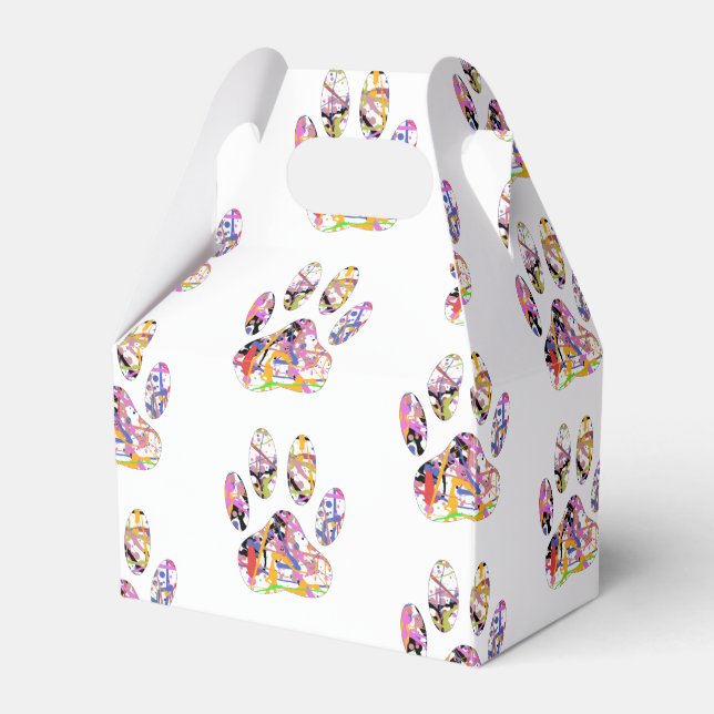 Caixinha De Lembrancinhas Impressão de Paint Splatter Dog Paw (Frente)