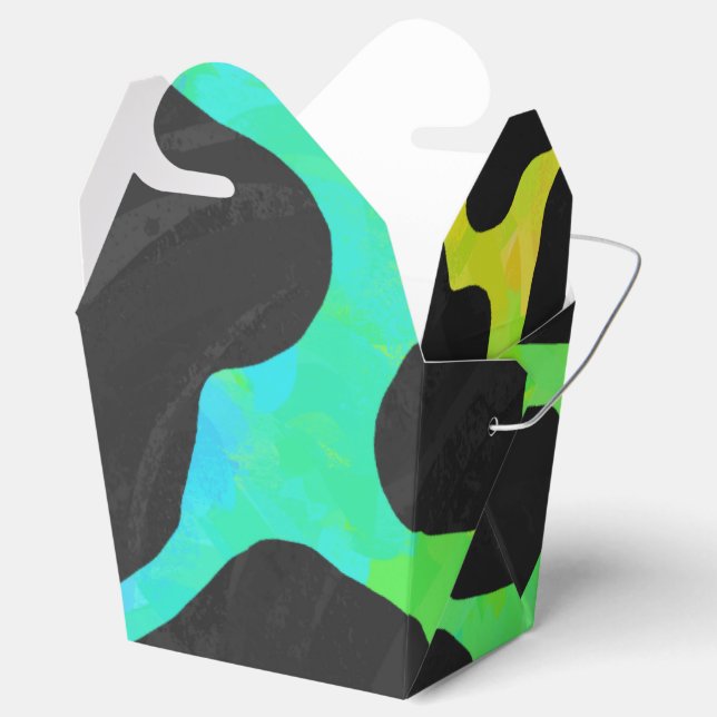 Caixinha De Lembrancinhas Impressão de Vaca Preta e Arco-Íris (Aberto)