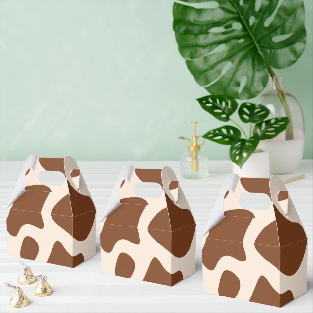 Caixinha De Lembrancinhas Impressão de vaca rosa e castanha (Múltiplo)
