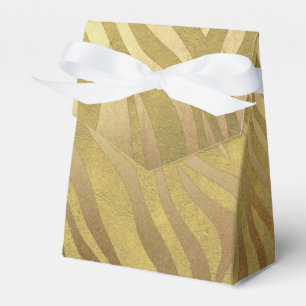 Caixinha De Lembrancinhas Impressão de Zebra em Bronze Dourado Glam Safari d