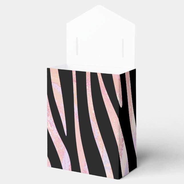 Caixinha De Lembrancinhas Impressão de Zebra Preta e Rosa (Aberto)