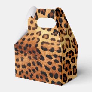 Caixinha De Lembrancinhas Impressão Leopardo Ouro Preto Castanho