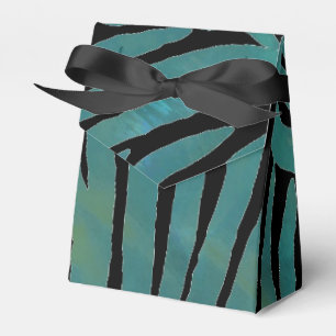 Caixinha De Lembrancinhas Impressão Teal Zebra